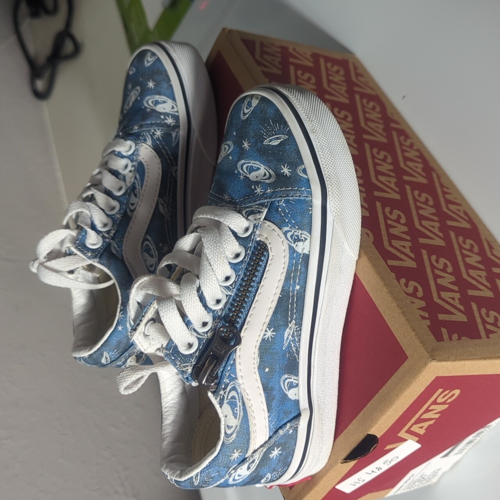 Vans Kids Blue White Space Print Sneakers